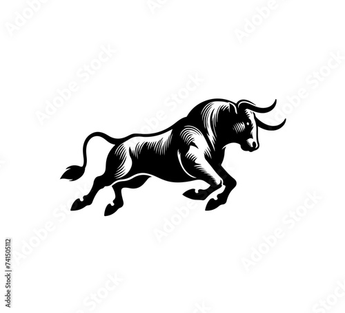 Spanish Fighting Bull vector hand drawn illustration