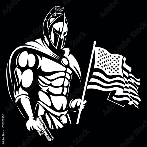 spartan gladiator warrior logo design vector file photo