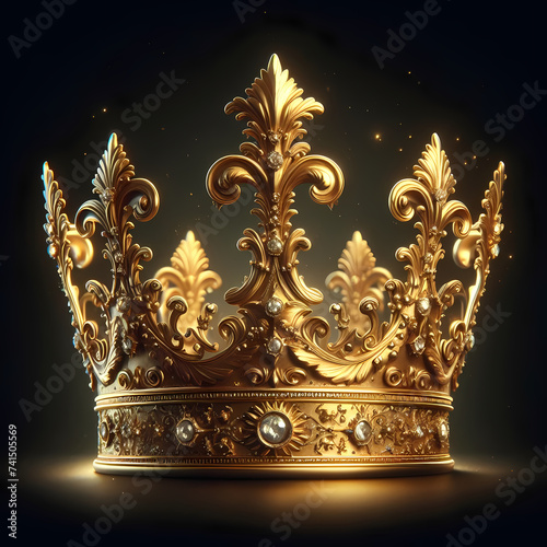 a majestic golden crown gleaming with opulence and regality, evoking notions of royalty and power, perfect for fantasy artwork, royal-themed designs, and luxurious digital compositions, generative ai