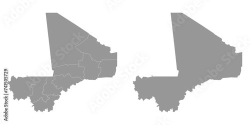 Mali map with administrative divisions. Vector illustration.