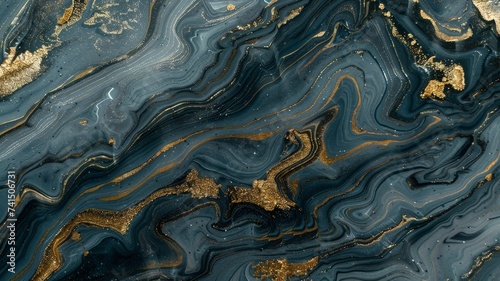 Elegant Blue and Gold Marble Texture for Luxurious Background and Design