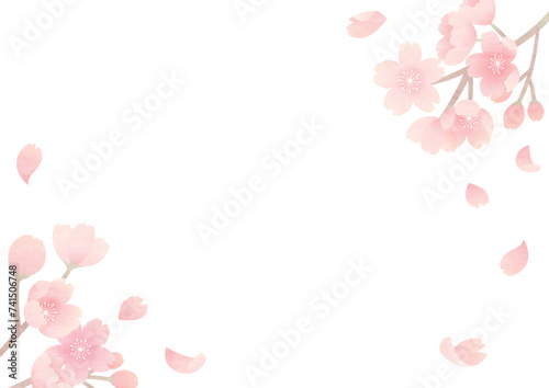 Fototapeta Naklejka Na Ścianę i Meble -  水彩風の桜のフレーム