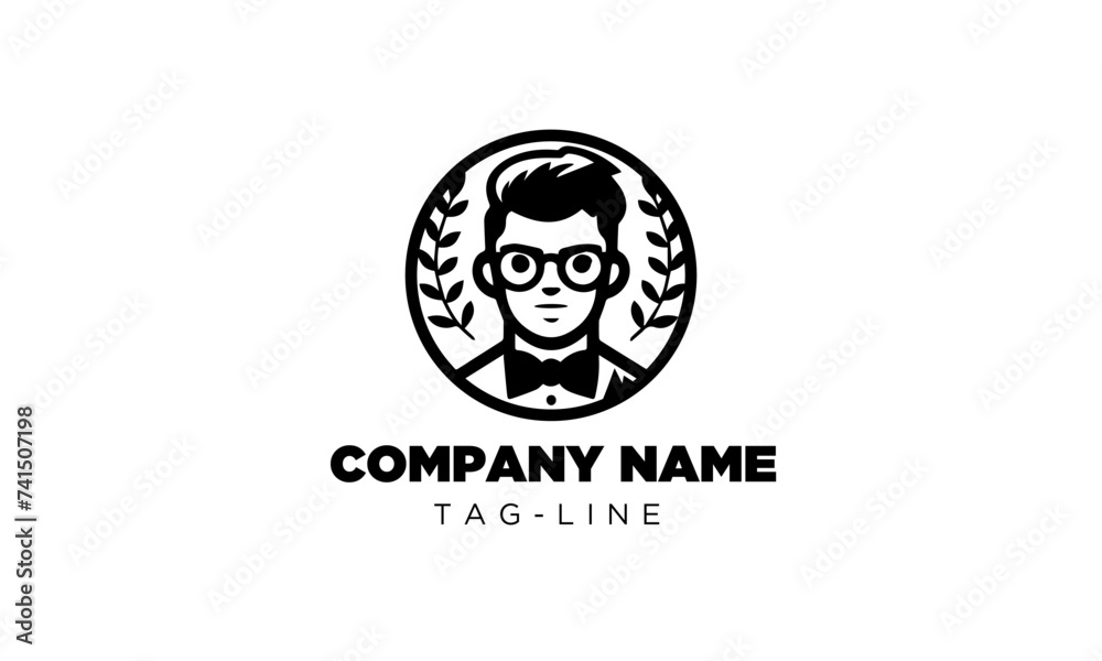 INTELLIGENT BOY mascot logo icon , black and white STUDENT mascot logo icon 02