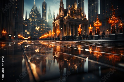 A digitally rendered cityscape sets the stage for the stock market concept, capturing the energy and dynamism of financial markets in urban settings © Dejan