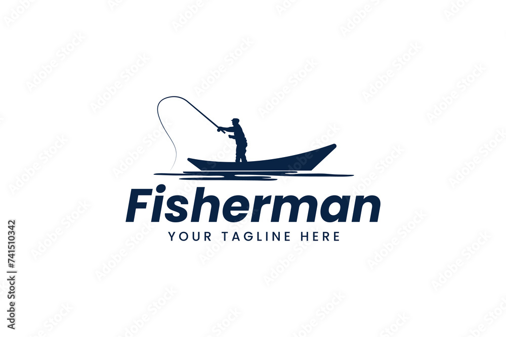 fisherman logo vector icon illustration
