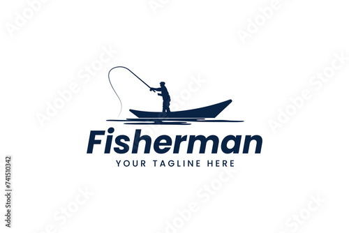 fisherman logo vector icon illustration