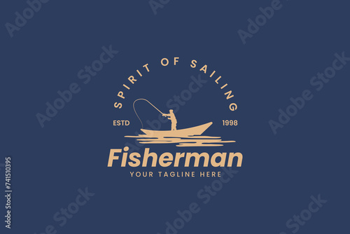 fisherman logo vector icon illustration