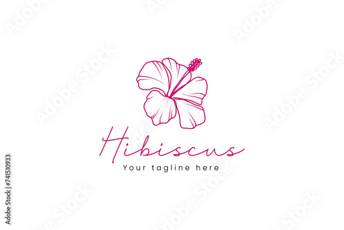 hibiscus logo vector icon illustration