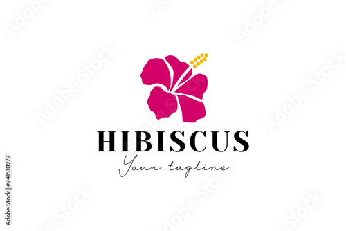 hibiscus logo vector icon illustration