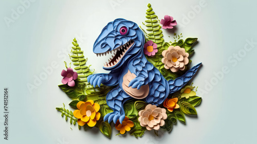 a tyrannosaurus created with the intricate quilling technique