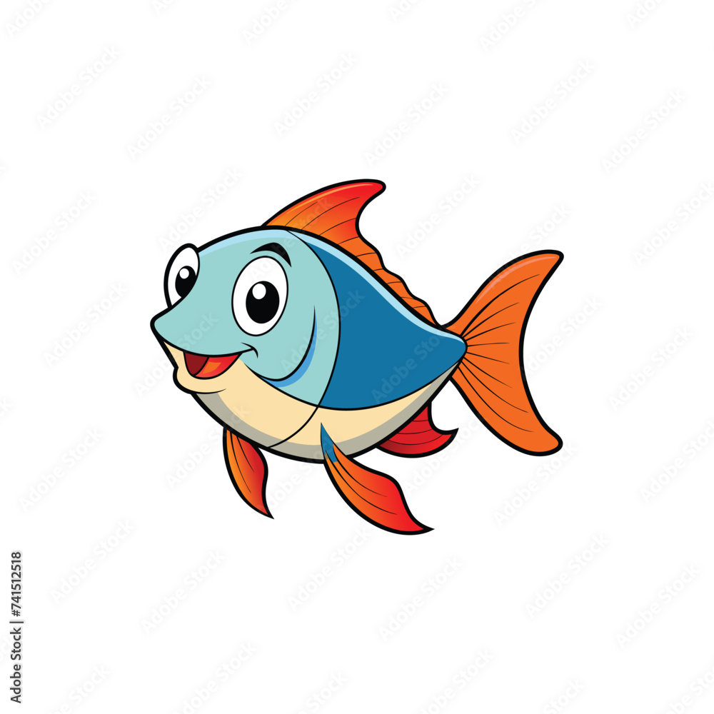 Cute hand drawn fish happy cartoon illustration Cute hand drawn fish happy cartoon illustration