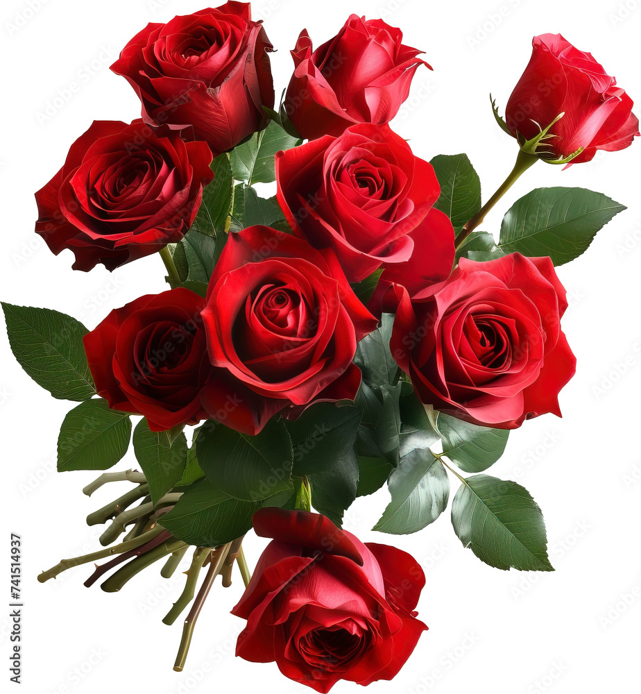Bouquet of roses isolated on transparent background. PNG