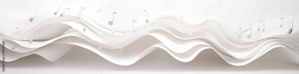 white background symbols of the notes on the sheet music a long narrow ...