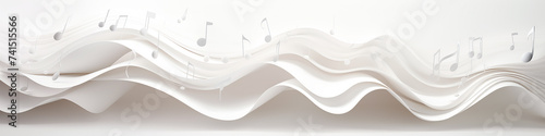 white background symbols of the notes on the sheet music a long narrow panoramic frame music.