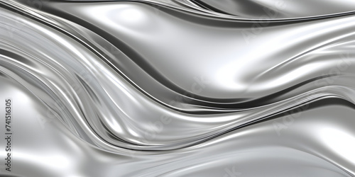 Chrome Glossy Silver Fluid Texture Background. Abstract Background