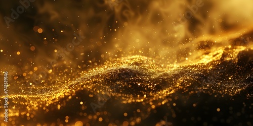 Shimmering Gold Dust Against a Vibrant Background: Perfect for Celebrations and Glamour. Concept Glamour Photoshoot, Gold Dust Accents, Celebratory Backdrops, Vibrant Themes, Sparkling Decor