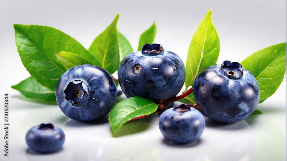 A Blueberry with leaves generative AI A Blueberry with leaves generative AI