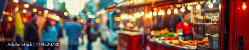 Festive Bokeh: The bustling heart of a market comes alive with blurred lights and joyful shoppers. Embrace the magic, Panoramic view