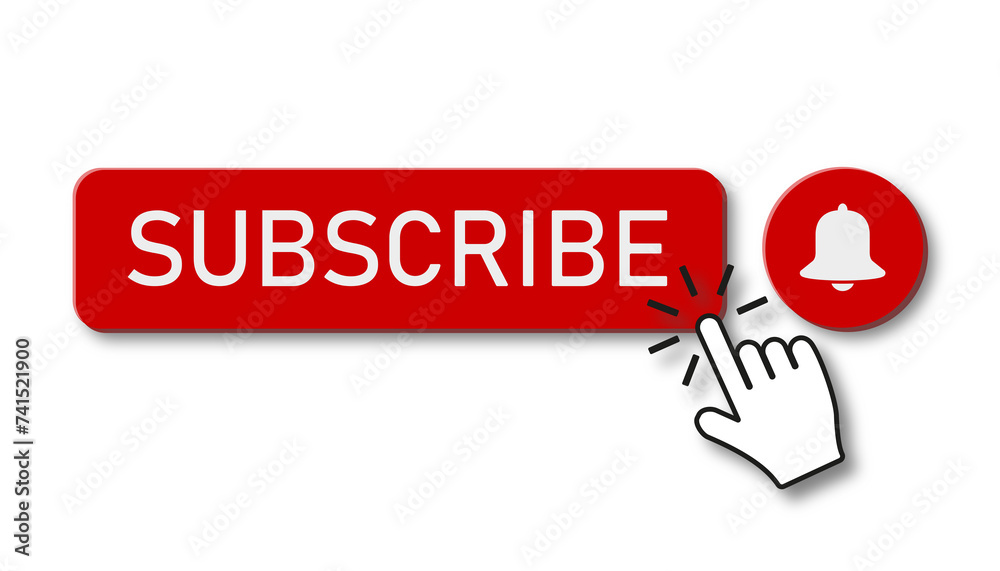 Secret Subsribe Button Illustration of red buttons with subscribe button with a hand and ...