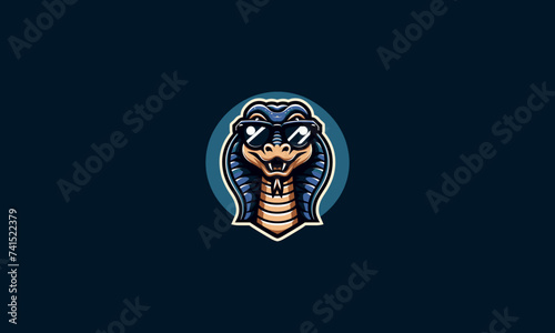 head cobra wearing sun glass and hat vector flat design