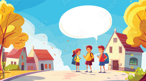 Fototapeta Naklejka Na Ścianę i Meble -  Back to school speech bubble template 2d cartoon