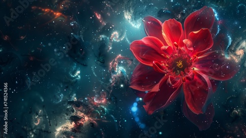 Beautiful red flower in space #741524366