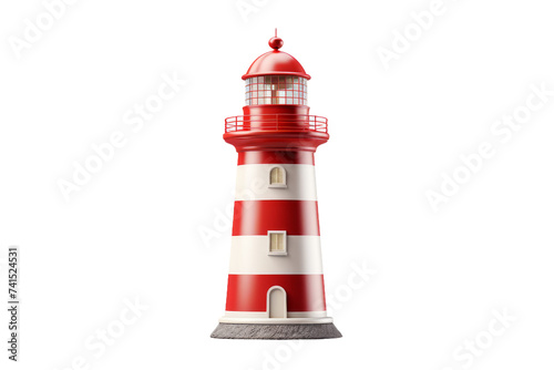 Iconic Striped Lighthouse Isolated on Transparent Background