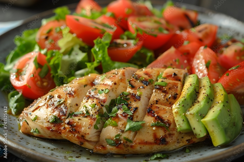 Grilled Chicken Salad with Fresh Avocado and Tomatoes Grilled Chicken Salad with Fresh Avocado and Tomatoes