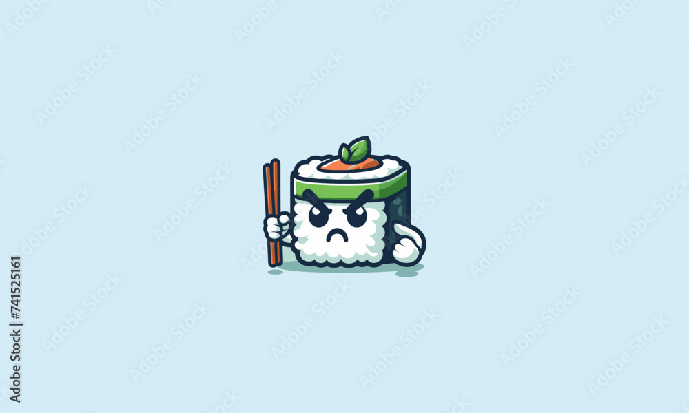 character of sushi angry vector flat design character of sushi angry vector flat design