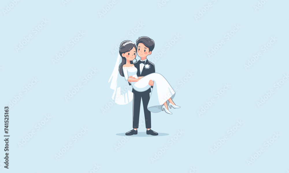 the groom carries the bride vector flat design the groom carries the bride vector flat design