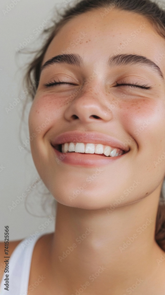 Happy attractive confident young adult or mid aged European woman posing for beauty aesthetic portrait. Beautiful lady smiling on background, attractive female model looking at camera. Close up face . Happy attractive confident young adult or mid aged European woman posing for beauty aesthetic portrait. Beautiful lady smiling on background, attractive female model looking at camera. Close up face .