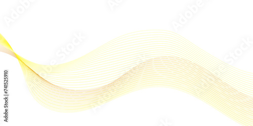 Wavy shiny golden moving wave lines design element for banner design. Abstract futuristic technology wave glowing lines background. Frequency sound wave technology, science, banner, template design.