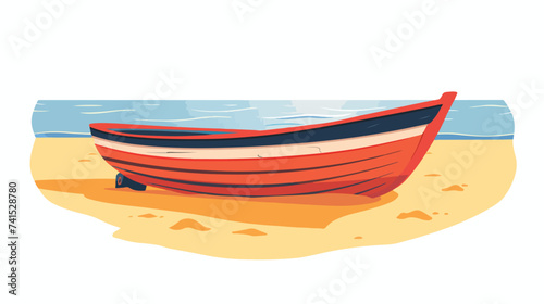 Boat on a beach vector flat minimalistic isolated