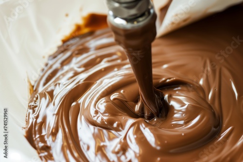 filling a pastry bag with chocolate cream