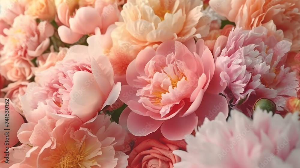 peonies abstract summer background flowers.