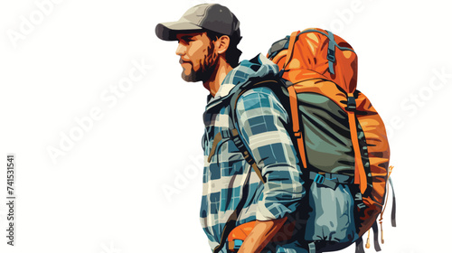 Young backpacker man vector illustration isolated