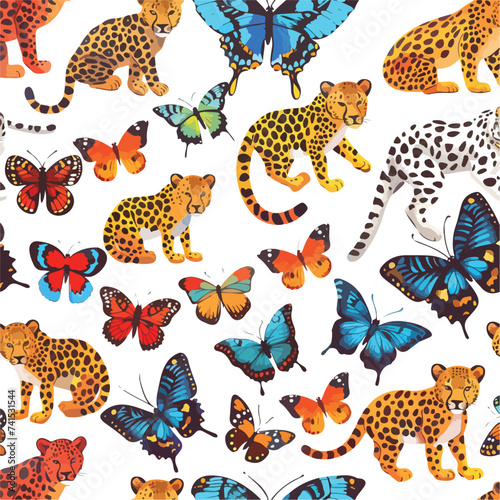 Butterfly wild leopard vector art design seamles
