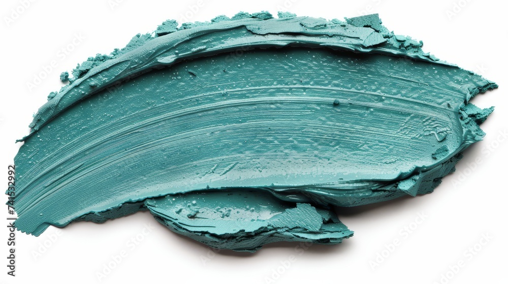 Abstract teal paint stroke isolated on white background for artistic design projects