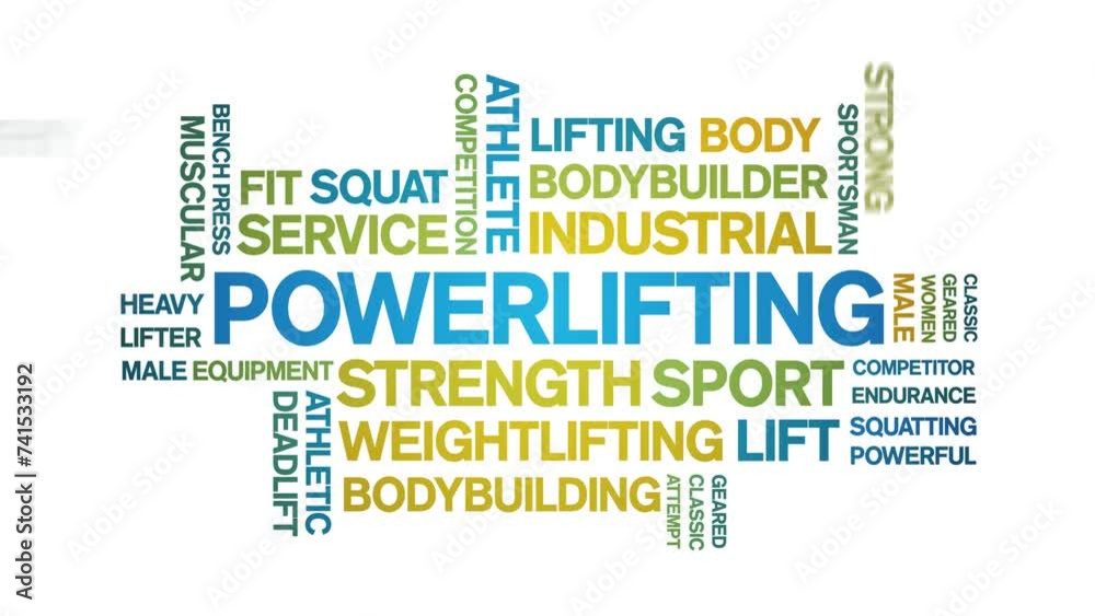 Powerlifter Animation Powerlifting animated word cloud;text design animation tag kinetic ...