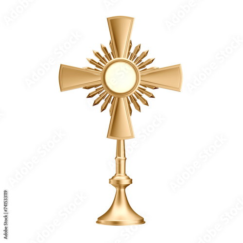 3D Golden Catholic Monstrance for Eucharistic Adoration, Transparent Background