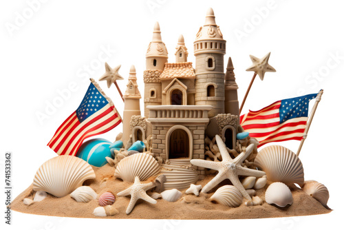 Seashell Sandcastle Delight Isolated on Transparent Background