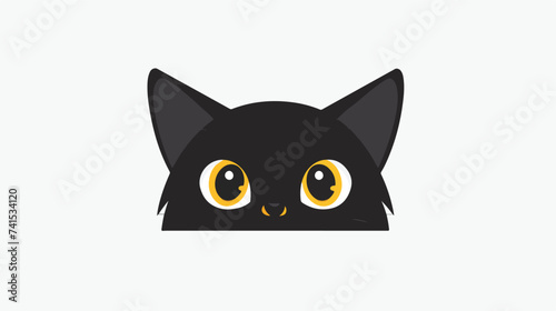 Cat head silhouette. Black peeking kitten face