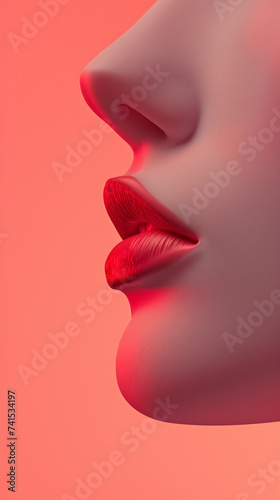seductive red woman lips closeup studio shot, temptation and desire concept