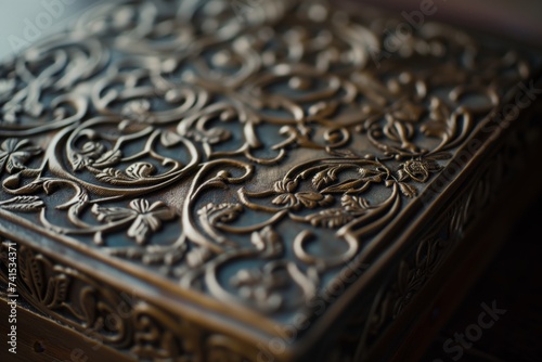 extreme closeup of a box with an intricate embossed pattern © studioworkstock