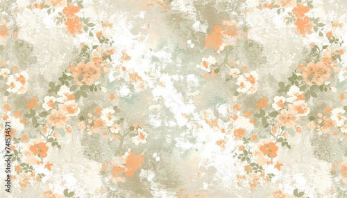 Ethereal spring background  coral and mint hues blending for serene renewal scene photo