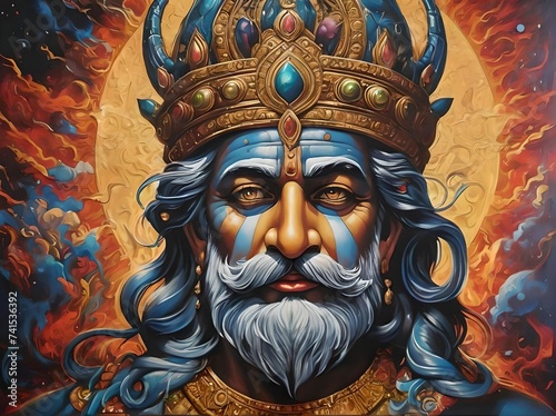fierce Indian god canvas portrait 