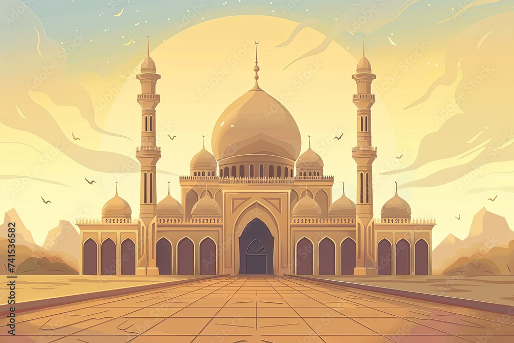 Background design with a beautiful mosque