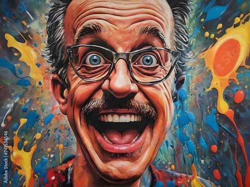 funny man with specs canvas portrait
