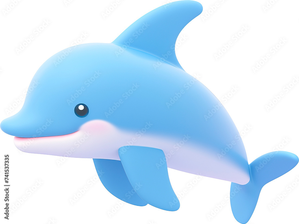 Fototapeta premium Cute dolphin 3d style isolated on transparent background.PNG
