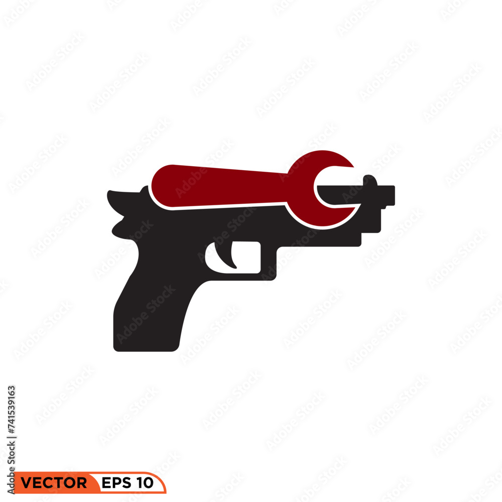 Handgun repair icon vector graphic of template, solid style, sign and symbol logo